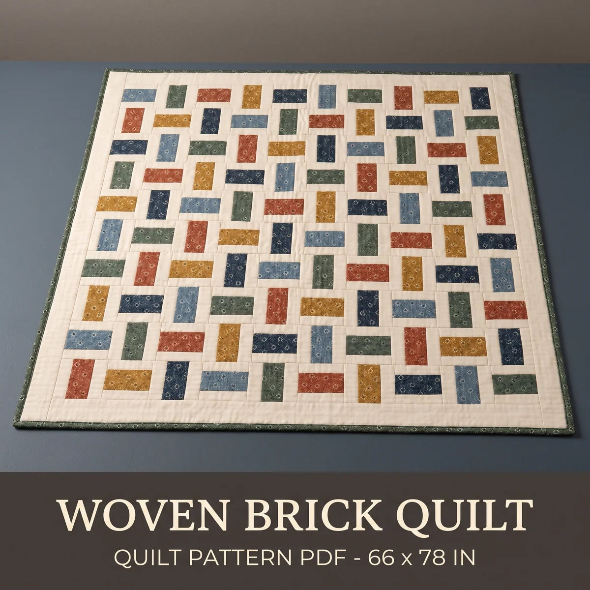 Brick Quilt Pattern PDF, Beginner Quilt, 66 x 78 in Throw Quilt
