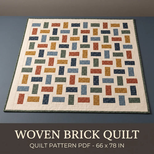 Brick Quilt Pattern PDF, Beginner Quilt, 66 x 78 in Throw Quilt
